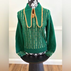 Vintage Milford Sportswear Green Sweater. Unisex. Size:S with Unique Neck.